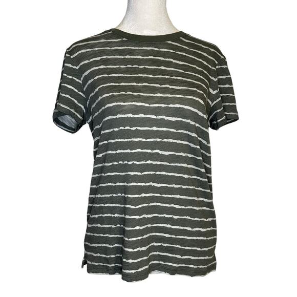 ATM green & cream striped short-sleeve crewneck t-shirt size M - Picture 2 of 12
